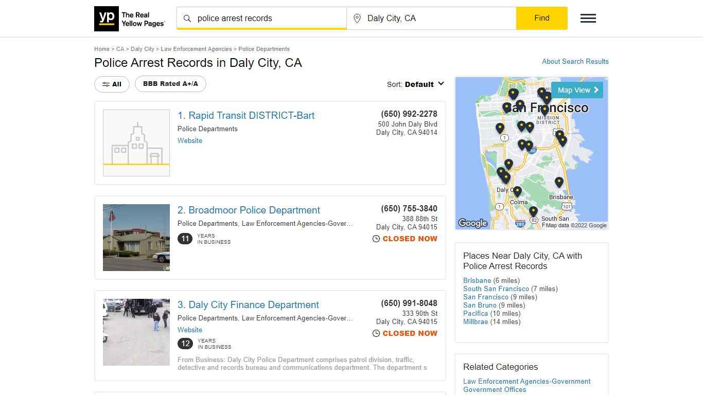Police Arrest Records in Daly City, CA - yellowpages.com