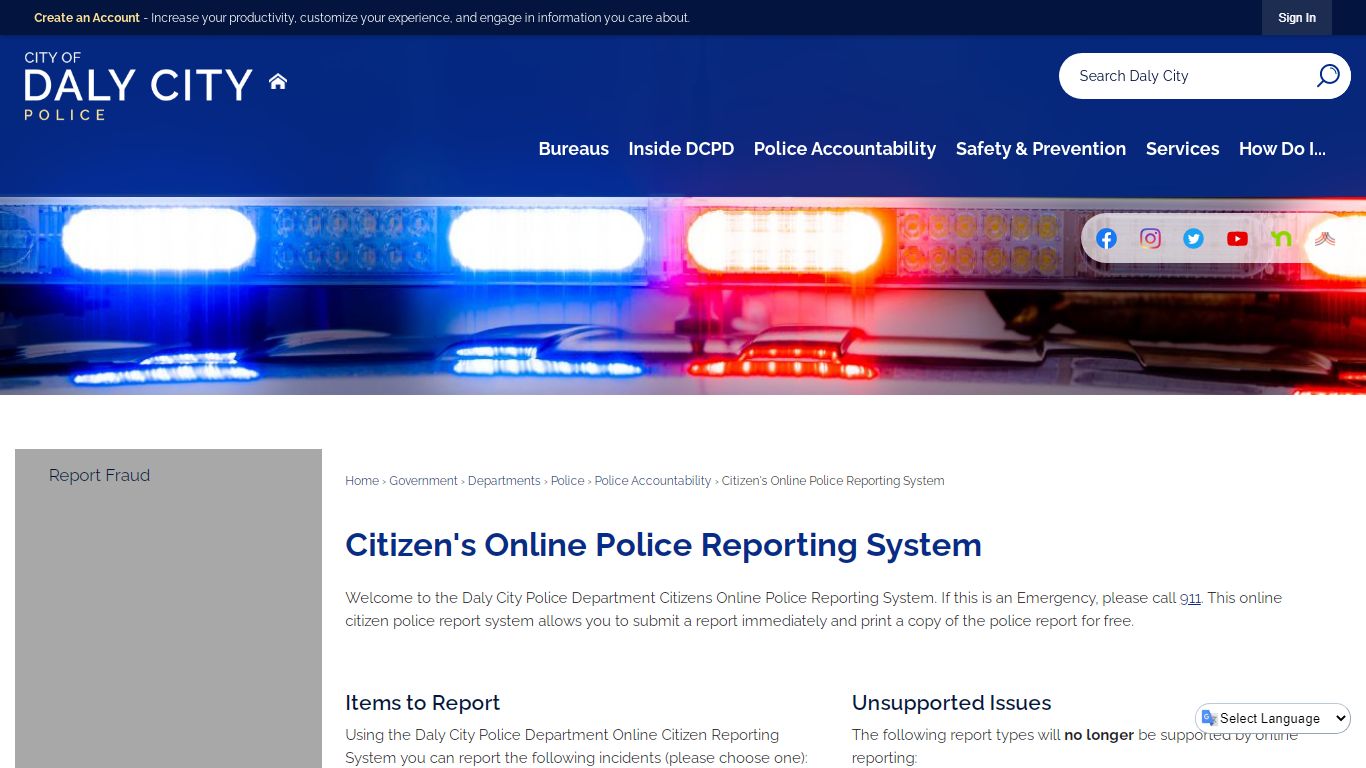 Citizen's Online Police Reporting System | Daly City, CA